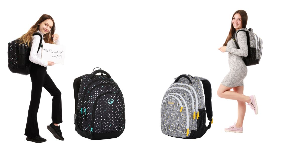 Trendy školní batohy s modrými a žlutými detaily