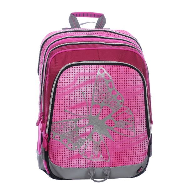 Školský dievčenský batoh pre prvákov S1A 0115 A PINK Motýl BAGMASTER