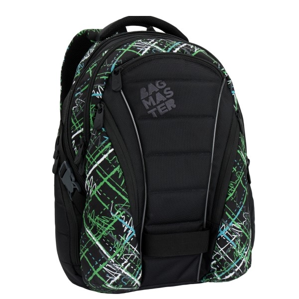 Chlapčenský študentský batoh s reflexami Bagmaster BAG 6 G BLACK/GREEN