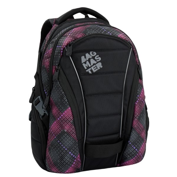 Dievčenský študentský batoh Bagmaster BAG 6 E BLACK/PINK/VIOLET