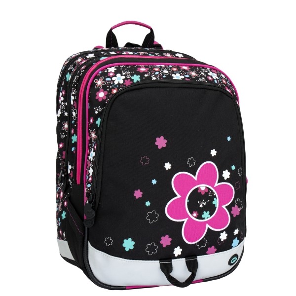 Dievčenský školský batoh pre prváčikov ALFA 6 A BLACK/PINK