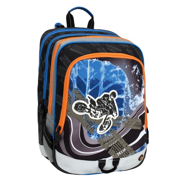 Chlapčenský školský batoh pre prváčikov Bagmaster ALFA 6 C  GREY/BLUE/ORANGE