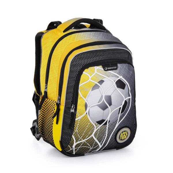 Trojkomorový školský batoh s vyberatelným bederním pásom - fotbal