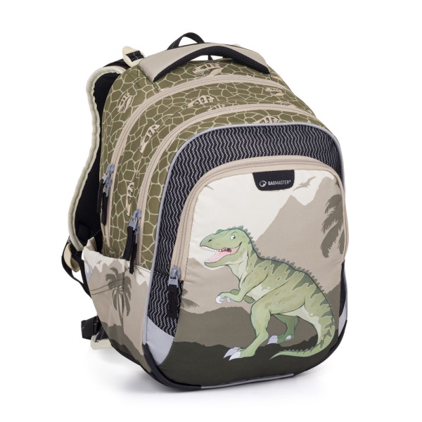 Školský trojkomorový batoh s vyberateľným bedrovým pásom – dinosaurus